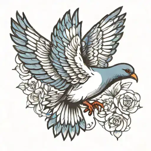 pigeon flying tattoo design idea