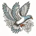 pigeon flying tattoo design idea