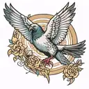 pigeon flying tattoo design idea