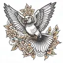 pigeon flying tattoo design idea
