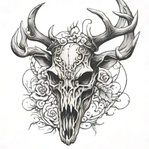 deer skull tattoo design idea