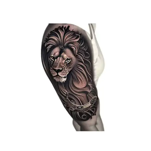 a lion and a clock end good tattoo design idea