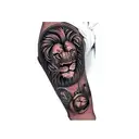 a lion and a clock end good tattoo design idea