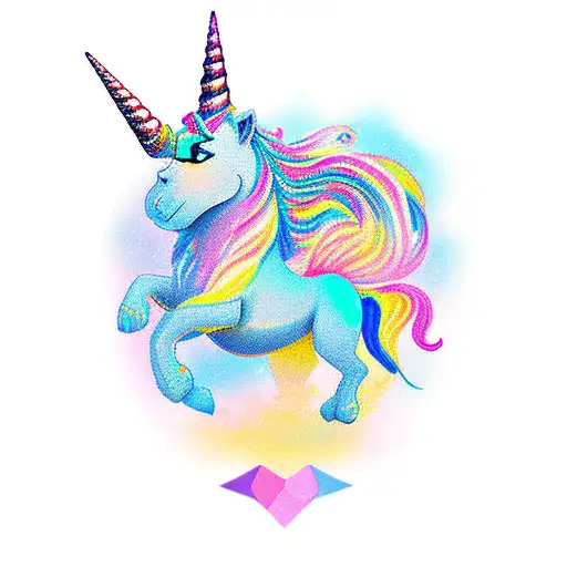 nala riding unicorn tattoo design idea