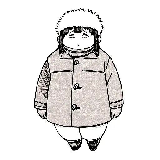 fat guy little coat tattoo design idea