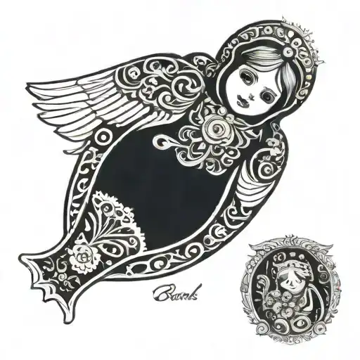 russian nesting doll angel tattoo design idea