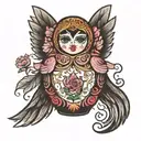 russian nesting doll with wings spread tattoo design idea