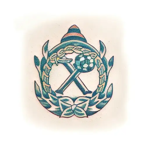 laurel wreath with beer and football tattoo design idea