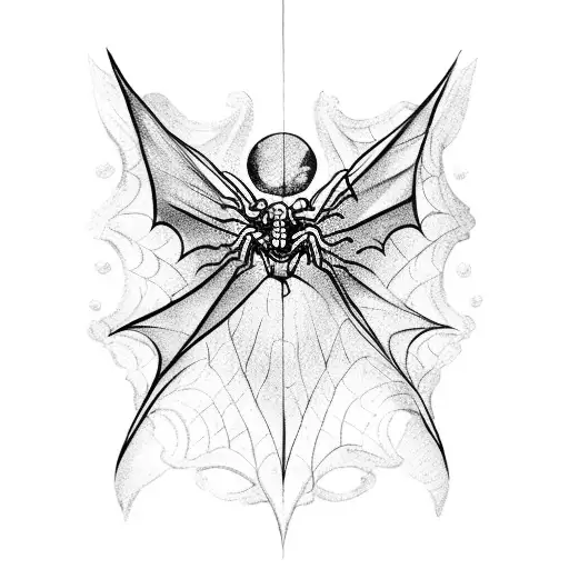 bat wing skeleton with spider webs to look like fairy wings tattoo design idea