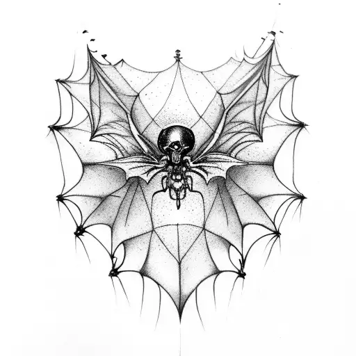 bat wing skeleton with spider webs to look like fairy wings tattoo design idea