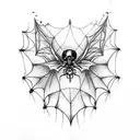 bat wing skeleton with spider webs to look like fairy wings tattoo design idea