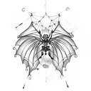 bat wing skeleton with spider webs to look like fairy wings tattoo design idea