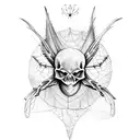 bat wing skeleton with spider webs to look like fairy wings tattoo design idea
