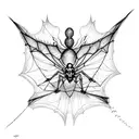 bat wing skeleton with spider webs to look like fairy wings tattoo design idea