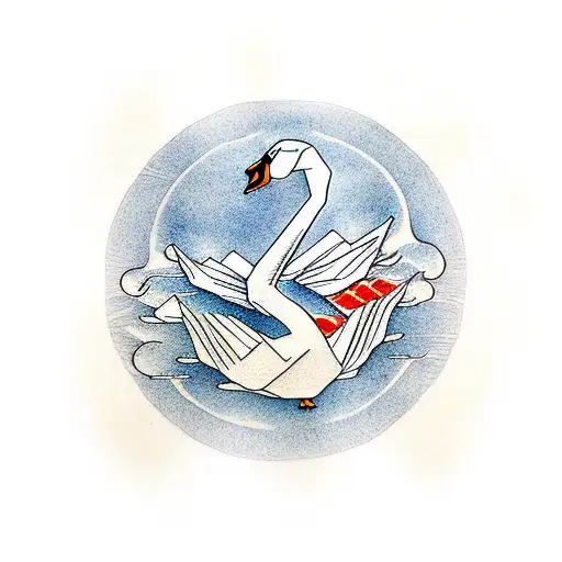 origami swan tattoo design idea