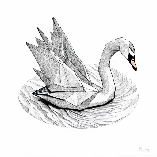 origami swan tattoo design idea