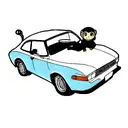 monkey with car tattoo design idea