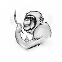 red monkey tattoo design idea