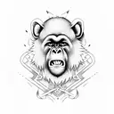 red monkey tattoo design idea