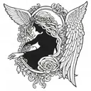 angel halo and wings wrapped tattoo design idea