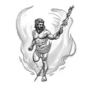 draw Prometheus the greek god with a torch and fire for an upper leg tatto tattoo design idea