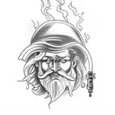 draw Prometheus the greek god with a torch and fire for an upper leg tatto tattoo design idea
