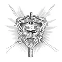 draw Prometheus the greek god with a torch and fire for an upper leg tatto tattoo design idea