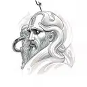 draw Prometheus the greek god with a torch and fire for an upper leg tatto tattoo design idea