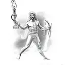 draw Prometheus the greek god with a torch and fire for an upper leg tatto tattoo design idea