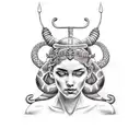 Draw Athena the greek goddess with a snake around for an arm tattoo tattoo design idea