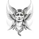 Draw Athena the greek goddess with a snake around for an arm tattoo tattoo design idea