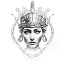 Draw Athena the greek goddess with a snake around for an arm tattoo tattoo design idea