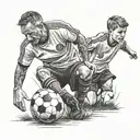 dad and son with soccer ball tattoo design idea