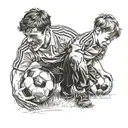 dad and son with soccer ball tattoo design idea