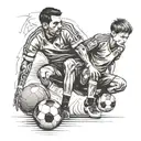 dad and son with soccer ball tattoo design idea