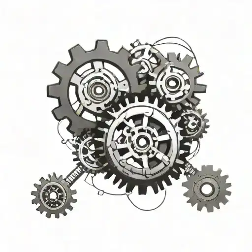 [Simplified Tattoo Design] - Mechanical gears with less detail for a cleaner look. - Clear lines tattoo design idea
