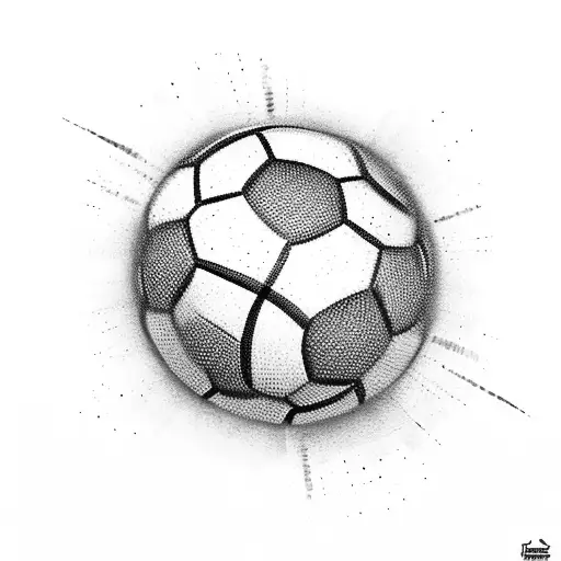 A soccer player kicking a ball made of money tattoo design idea