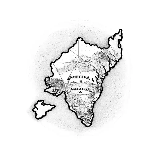 A map of South America with a dotted line tracing your favorite travel route tattoo design idea