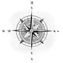 A compass needle pointing towards a map of South America tattoo design idea