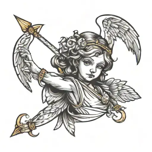 forearm tattoo small angel with bow and arrow  tattoo design idea