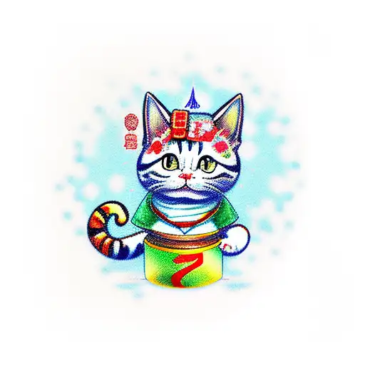 lucky cat cute tattoo design idea