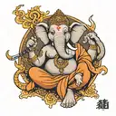 evil elephant Buddha smoking tattoo design idea