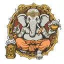 evil elephant Buddha smoking tattoo design idea