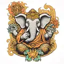 evil elephant Buddha smoking tattoo design idea