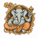 evil elephant Buddha smoking tattoo design idea