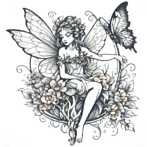 nature fairy  tattoo design idea