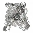 skeleton dancing gracefully tattoo design idea