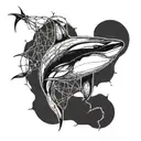 orca with barbed wire wrapped tattoo design idea