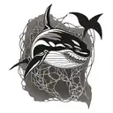orca with barbed wire wrapped tattoo design idea