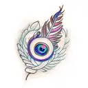 fluet with peacock feather  tattoo design idea